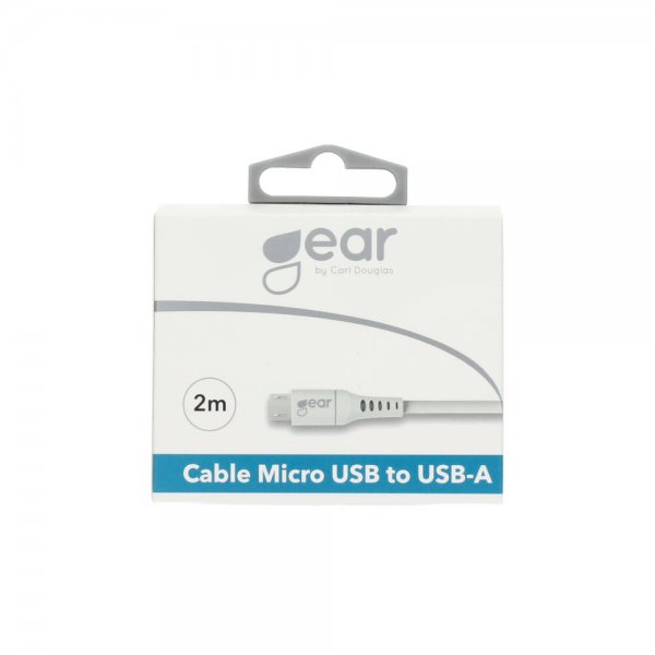 Gear Laddkabel Micro-USB till USB-A 2m Vit