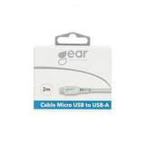 Gear Laddkabel Micro-USB till USB-A 2m Vit