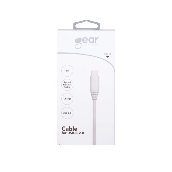 Gear Laddkabel USB-A till USB-C 3m Vit