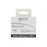 Gear Laddkabel Lightning till USB-A 0.3m MFI Vit