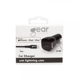 Gear Billaddare 1xUSB 2.4A Lightning Kabel 1m MFI Svart