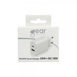 Gear Laddare 1xUSB-C + 1xUSB-A PD/PPS 25W + 18W QC Vit