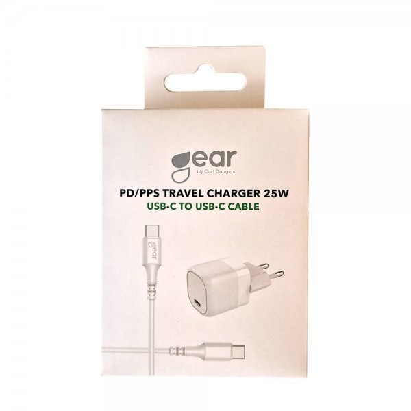 Gear Laddare 1xUSB-C PD/PPS 25W Kabel USB-C-USB-C 1m