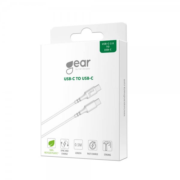 Gear Kabel USB-C till USB-C 0.5m Vit