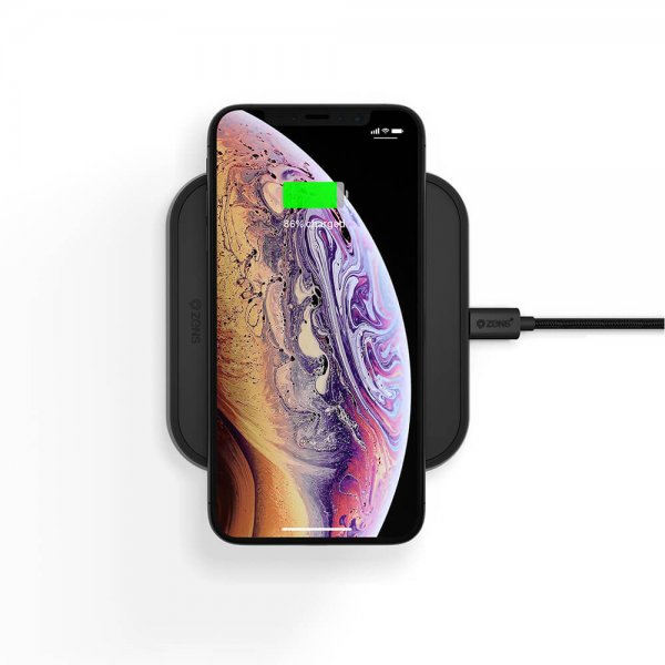 Zens Single Aluminium Wireless Charger with Wall Charger