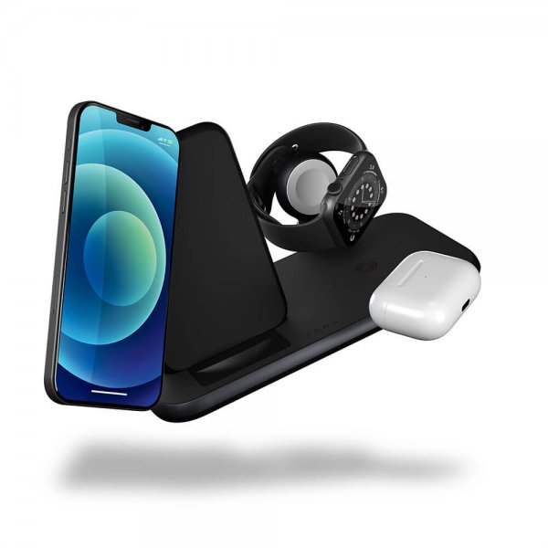 Zens 4 in 1 Stand+Watch Wireless Charger Aluminium Svart