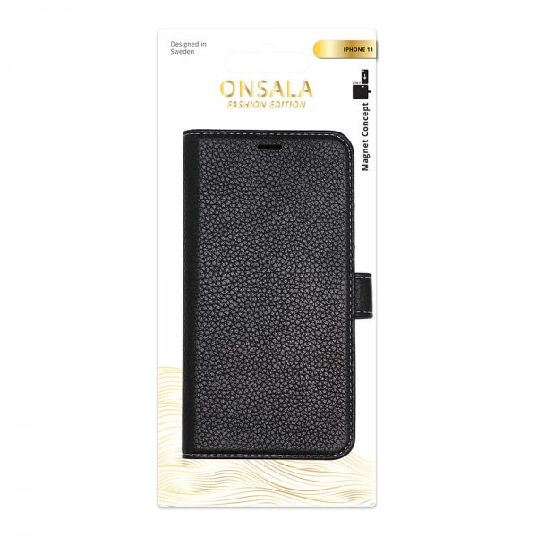Onsala iPhone 11 Fodral Äkta Läder Svart