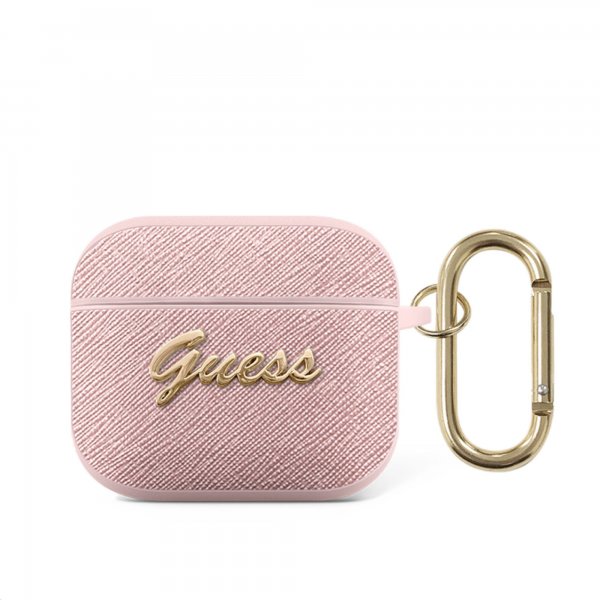 Guess AirPods 3 Skal Saffiano Metal Logo Rosa