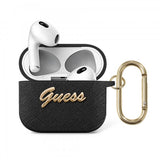Guess AirPods 3 Skal Saffiano Metal Logo Svart