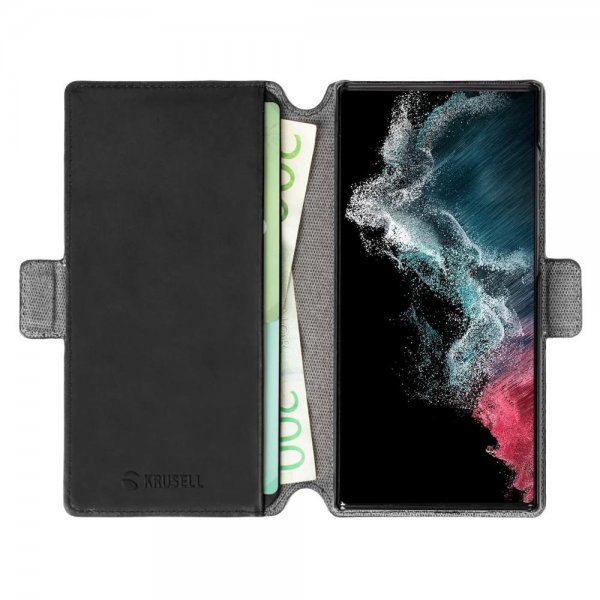 Krusell Samsung Galaxy S22 Ultra Fodral Leather PhoneWallet Svart