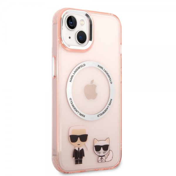Karl Lagerfeld iPhone 14 Plus Skal Karl & Choupette MagSafe Rosa