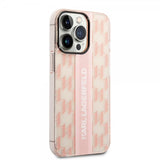 Karl Lagerfeld iPhone 14 Pro Skal Monogram Vertical Stripe Rosa