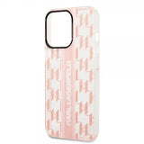 Karl Lagerfeld iPhone 14 Pro Skal Monogram Vertical Stripe Rosa