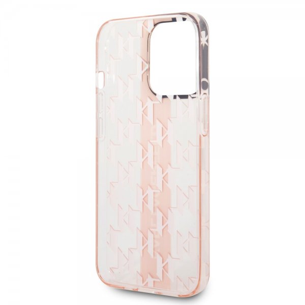 Karl Lagerfeld iPhone 14 Pro Skal Monogram Vertical Stripe Rosa