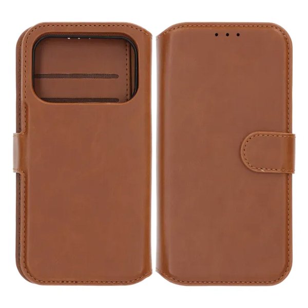 Rvelon iPhone 17 Pro Fodral 4 Kortfack Löstagbart Skal Brun