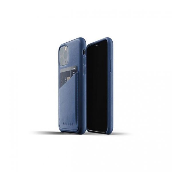 Mujjo iPhone 11 Pro Skal Full Leather Wallet Case Monaco Blue