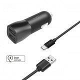 Fixed Billaddare med USB-C Kabel 1m 15W Svart