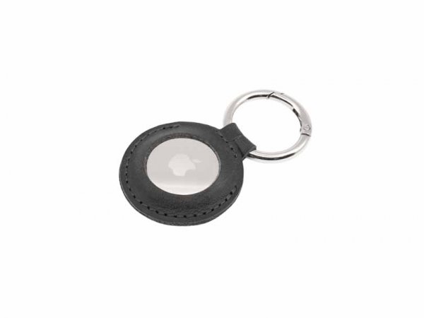 Fixed Apple AirTag Hållare Real Leather Keychain Case Svart