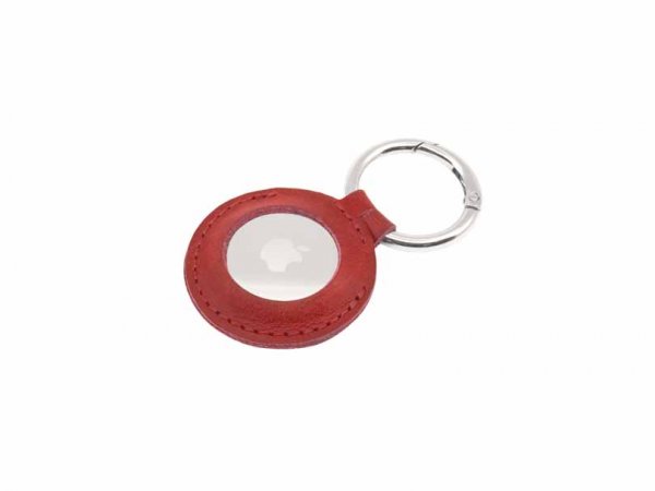 Fixed Apple AirTag Hållare Real Leather Keychain Case Röd
