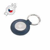 Fixed Apple AirTag Hållare Real Leather Keychain Case Blå
