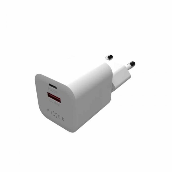 Fixed Laddare Mini PD Travel Charger USB-C & USB-A 20W Vit