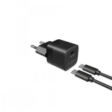 Fixed Laddare med Kabel Mini PD Travel Charger Kit USB-C/USB-C 20W Svart