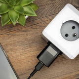 Fixed Laddare med Kabel Mini PD Travel Charger Kit USB-C/USB-C 30W Svart