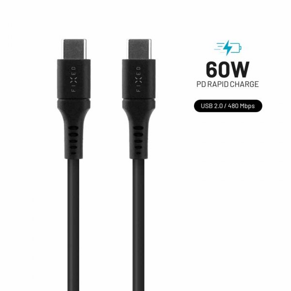 Fixed Kabel Liquid Silicone USB-C/USB-C 1.2m Svart