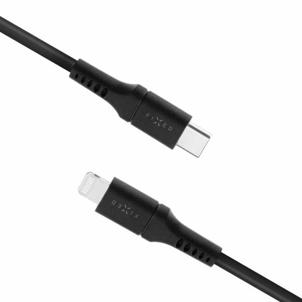 Fixed Kabel Liquid Silicone USB-C/Lightning 2m Svart