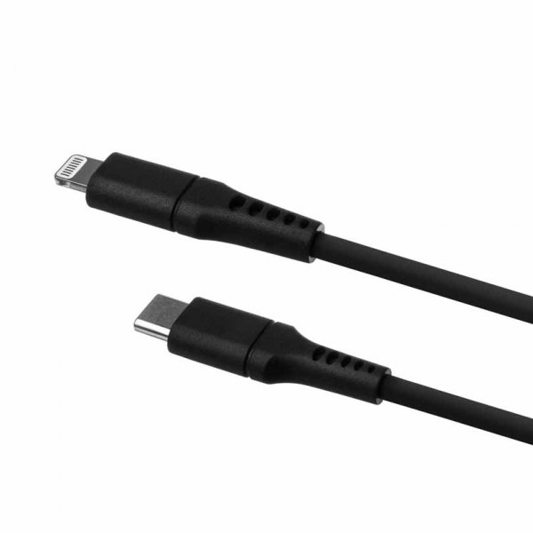 Fixed Kabel Liquid Silicone USB-C/Lightning 2m Svart