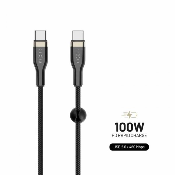 Fixed Kabel METAL Series USB-C/USB-C 2m Svart