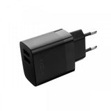 Fixed Laddare med USB-C Kabel 1m 2xUSB-A 17W Svart