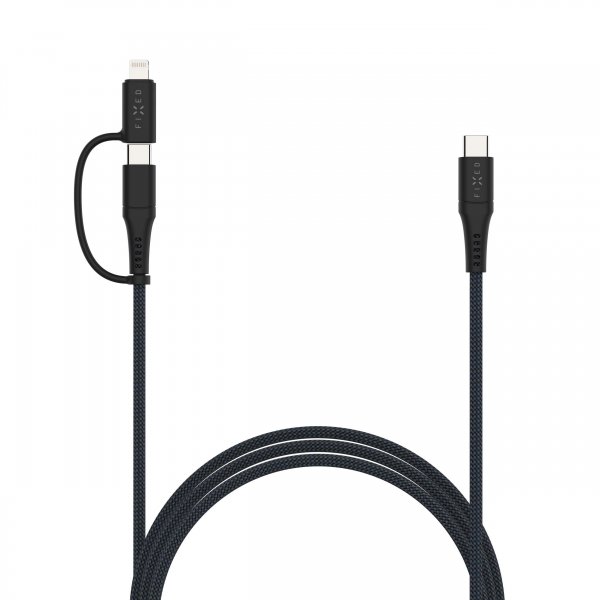 Fixed Kabel 2in1 USB-C/Lightning 60W 2m Svart