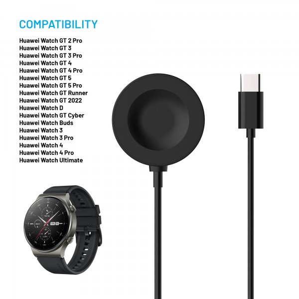Fixed Laddare Huawei Watch USB-C 1m Svart