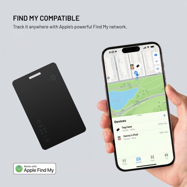 Fixed Tag Card Smart Tracker Svart