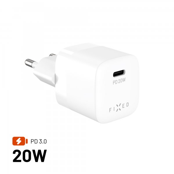 Fixed Laddare Mini PD 20W USB-C Vit