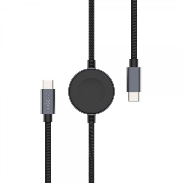 Fixed USB-C Kabel med Smartwatch-laddning 1.5m Svart