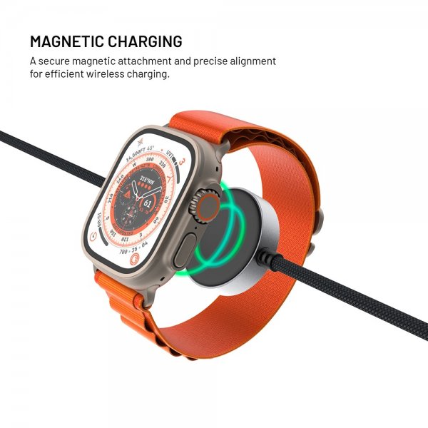 Fixed USB-C Kabel med Smartwatch-laddning 1.5m Svart