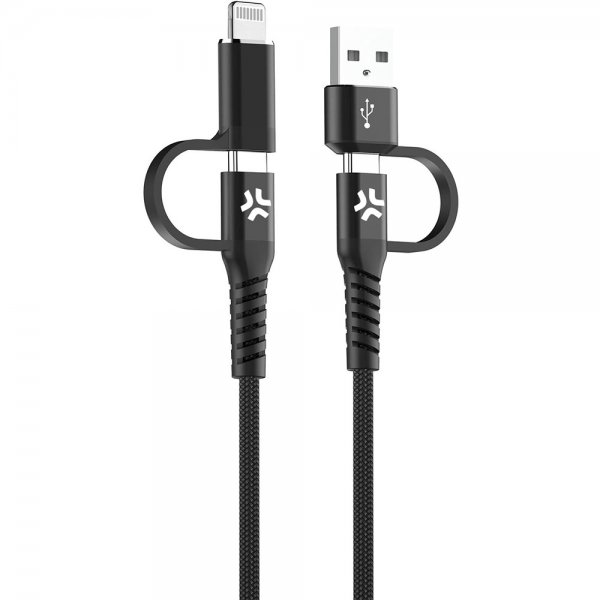 Celly Kabel 4 in 1 USB-C/USB-A/Lightning Cable 60W 2m