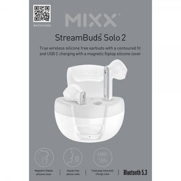 Mixx Hörlurar StreamBuds Solo 2 TWS Vit