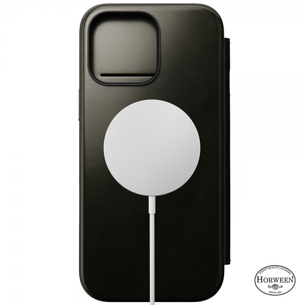 Nomad iPhone 16 Pro Max Fodral Modern Leather Folio Horween Green Chrome