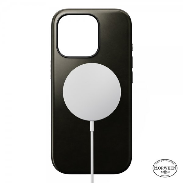 Nomad iPhone 16 Pro Skal Modern Leather Case Horween Green Chrome