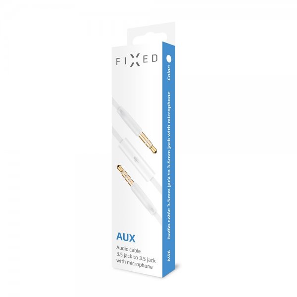 Fixed Kabel AUX 3.5mm med Mikrofon 1m Vit