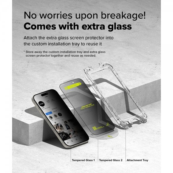 Ringke iPhone 16 Pro Skärmskydd Easy Slide Privacy 2-pack