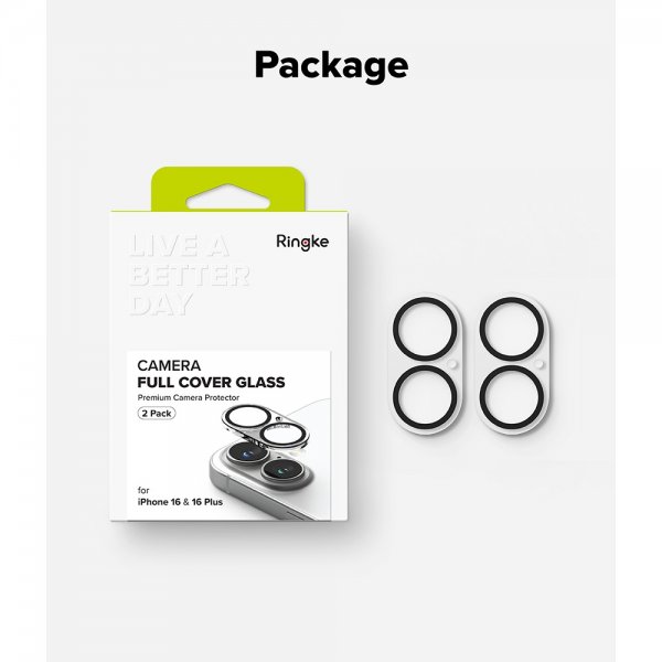 Ringke iPhone 16/iPhone 16 Plus Kameraskydd Camera Protector Glass 2-pack