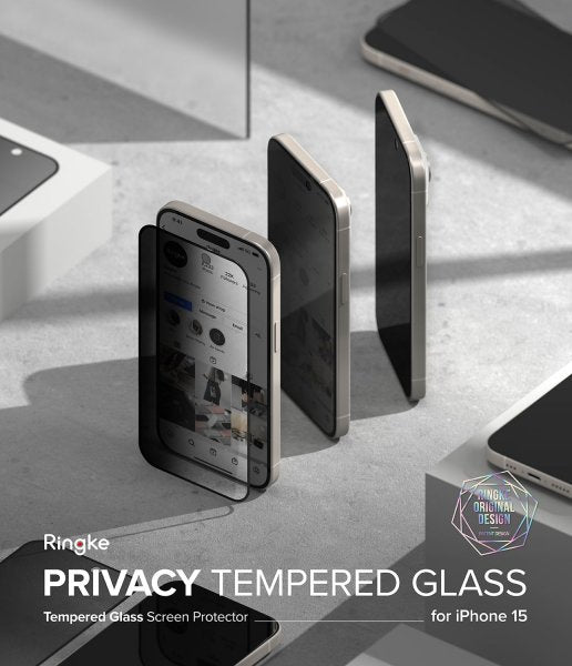 Ringke iPhone 15 Skärmskydd Privacy Tempered Glass Installation Jig