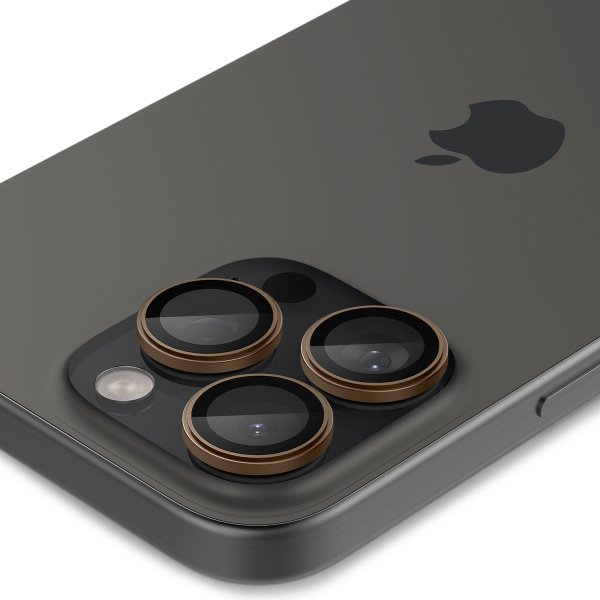 Spigen iPhone 16 Pro/Pro Max/17 Pro/Pro Max Kameraskydd GLAS.tR EZ Fit Optik Pro 2-pack Desert Titanium