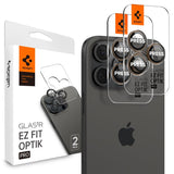 Spigen iPhone 16 Pro/Pro Max/17 Pro/Pro Max Kameraskydd GLAS.tR EZ Fit Optik Pro 2-pack Desert Titanium