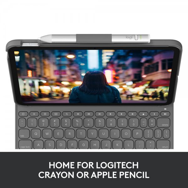Logitech iPad 10.9 (gen 10)/iPad 11 (A16) Fodral med Tangentbord Slim Folio Oxford Grey Nordic