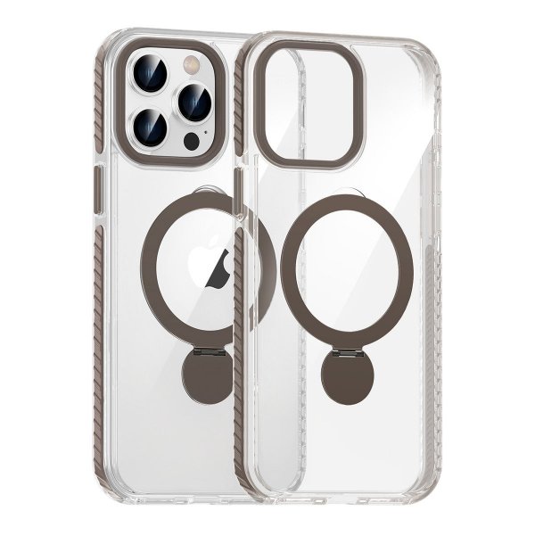 iPhone 15 Pro Skal Ringstativ MagSafe Svart Transparent